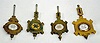 4 Welch Pressed Glass Colored Clock Pendulums
