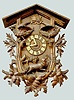 Black Forest Carved Cuckoo Clock, Fox, Deer & Pheasants