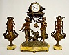 L & F Moreau Marble Garniture Set, Double Statue