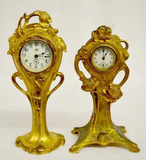 2 Key Wind Novelty Clocks, Roses &amp; Cherries — Antique Clocks Price Guide