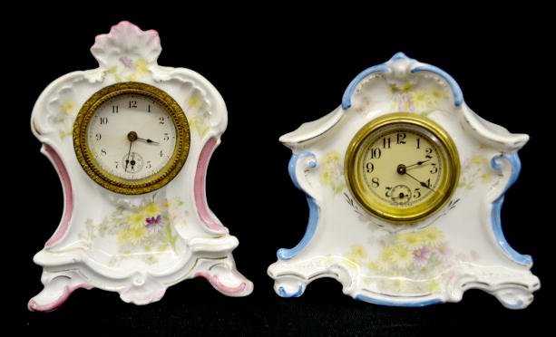 2 Miniature Key Wind China Clocks, New Haven + — Antique Clocks Price Guide