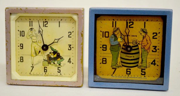 2 Lux Animated Clocks, Shoe Shine and Drinkers — Antique Clocks Price Guide