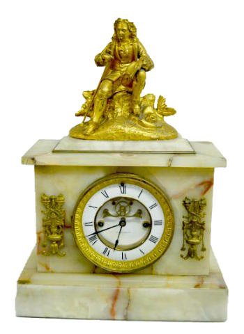 E. N. Welch Onyx Statue Clock w/Patti Mvmnt. — Antique Clocks Price Guide