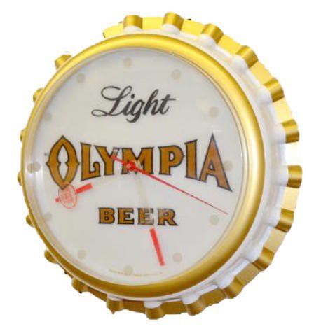 Vintage Olympia Beer Bottle Cap Clock — Antique Clocks Price Guide