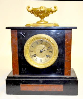 French Marti Red &amp; Black Mantel Clock — Antique Clocks Price Guide