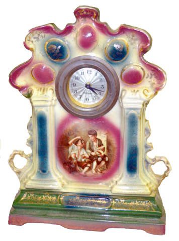 German Porcelain "Melon Eaters" Clock — Antique Clocks Price Guide