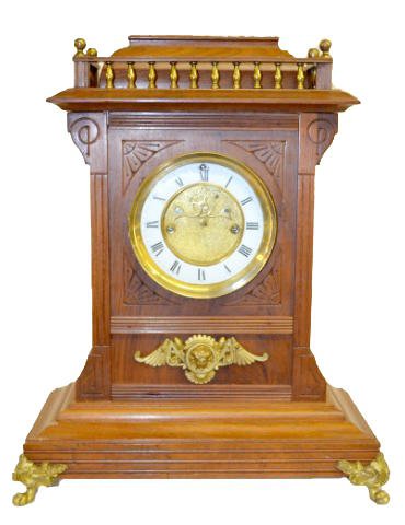 Welch Walnut Shelf Clock, "Eveline", w/Patti Mvt. — Antique Clocks Price Guide