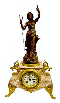 Japy Freres Antique Statue Clock, "Faneuse" — Antique Clocks Price Guide
