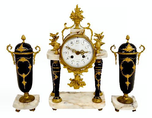 LeRoy Paris Cobalt 3 Pc. Porcelain Clock Set — Antique Clocks Price Guide