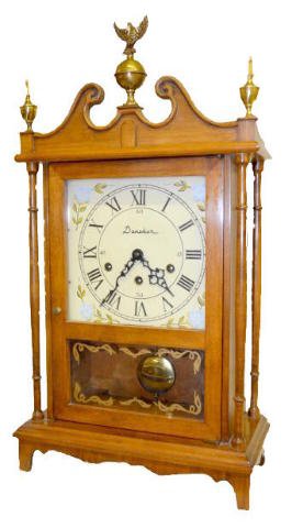 Daneker Musical Pillar &amp; Scroll Half Size Clock — Antique Clocks Price Guide