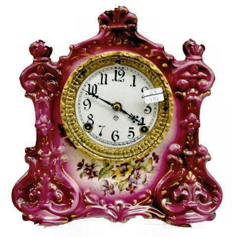 Ansonia "Warlock" Pink Porcelain Clock — Antique Clocks Price Guide