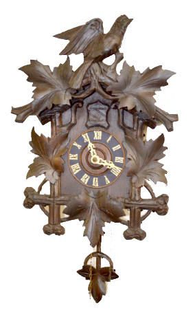 German Carved Cuckoo w/Bird, 2 Weight — Antique Clocks Price Guide
