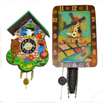 2 Clocks, Riding Hood &amp; Windmill Wall Clock — Antique Clocks Price Guide