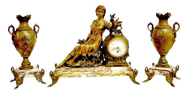 Japy Freres 3 Pc Clock Garniture — Antique Clocks Price Guide