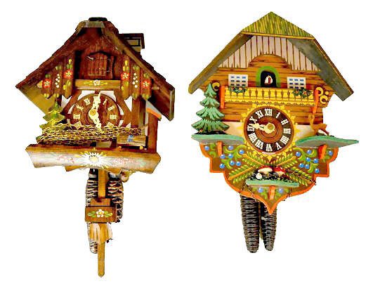 2 Small Painted German Cuckoo Clocks — Antique Clocks Price Guide