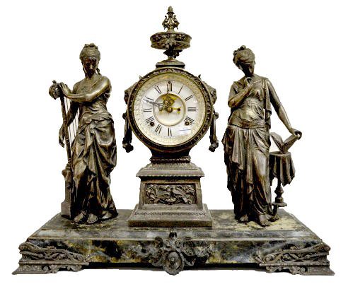 Ansonia Music &amp; Poetry Statue Clock — Antique Clocks Price Guide