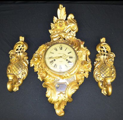3 Pc. Stockholm Gilt Wall Clock Set, "Holmia" — Antique Clocks Price Guide