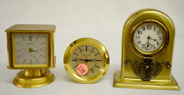 3 Ornate Desk Clocks, 2 Bronze &amp; 1 Brass — Antique Clocks Price Guide