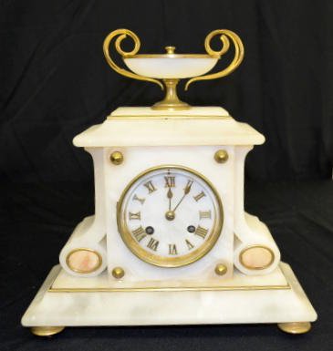 S Marti Alabaster Mantel Clock — Antique Clocks Price Guide