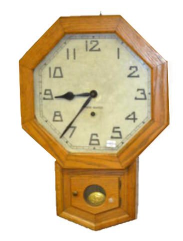 New Haven Oak Short Drop Schoolhouse Clock — Antique Clocks Price Guide