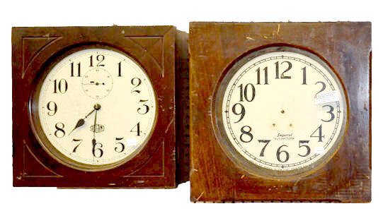 2 Square Gallery Clocks; Sangamo &amp; Imperial — Antique Clocks Price Guide