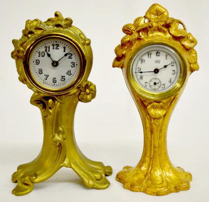 2 Antique Floral Novelty Clocks — Antique Clocks Price Guide