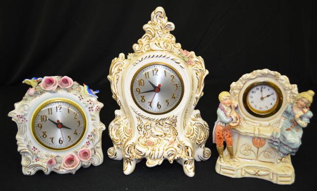 3 Small Ceramic Clocks — Antique Clocks Price Guide