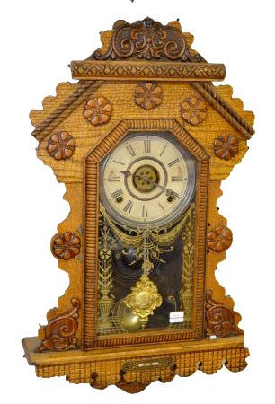 Ingraham Oak Hanging Kitchen Clock, T&amp;S w/Alarm — Antique Clocks Price Guide