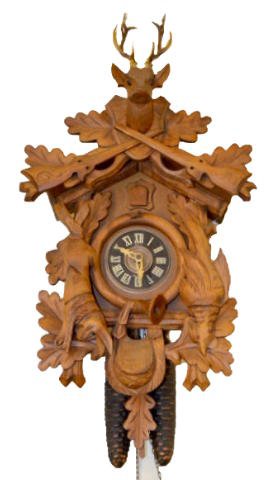 Germany 8 Day Guns &amp; Game Carved Cuckoo Clock — Antique Clocks Price Guide