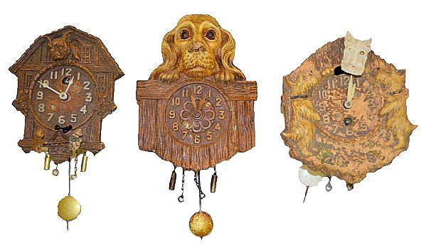 3 Lux &amp; Keebler Dog Pendulette Clocks — Antique Clocks Price Guide