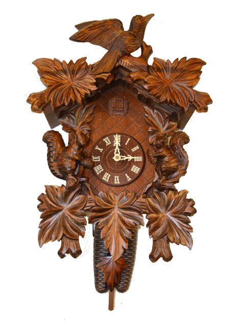 Bird &amp; Squirrels 8 Day Carved — Antique Clocks Price Guide