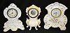 3 Miniature Key Wind Dresser Clocks, German +