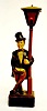 Vintage Wood Carved Whistler By Lamppost