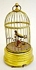 Antique Brass Animated Musical Bird in Cage