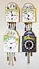 3 Enamel & 1 Wood Pendulette Clocks
