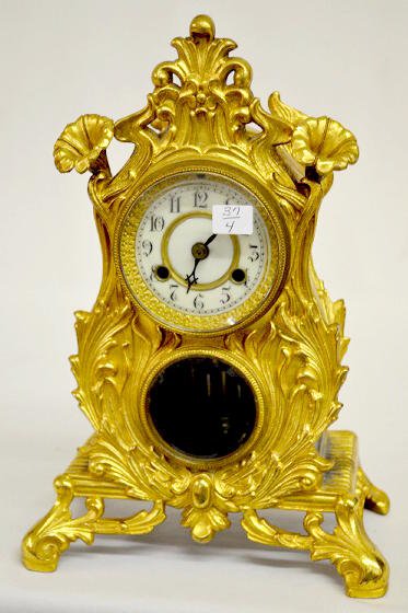 Waterbury ÒCarlisleÓ Floral Metal Case Clock — Antique Clocks Price Guide