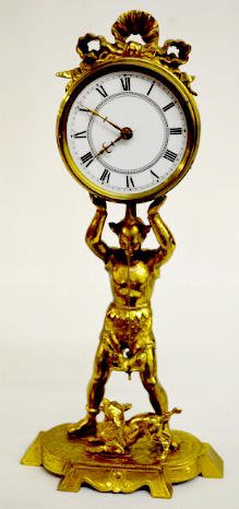 French Brass Figural Clock w/Jester &amp; Dog — Antique Clocks Price Guide