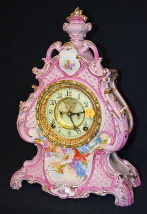 Scarce Ansonia Royal Bonn Pink China Clock — Antique Clocks Price Guide