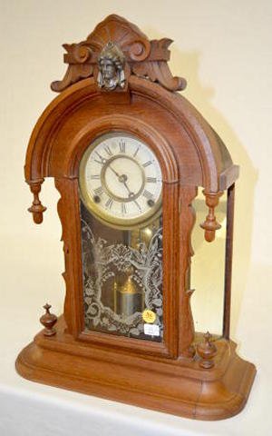 Waterbury Walnut Mirrorside Parlor Clock — Antique Clocks Price Guide