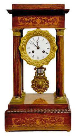 Inlaid French T&amp;S Portico Clock — Antique Clocks Price Guide