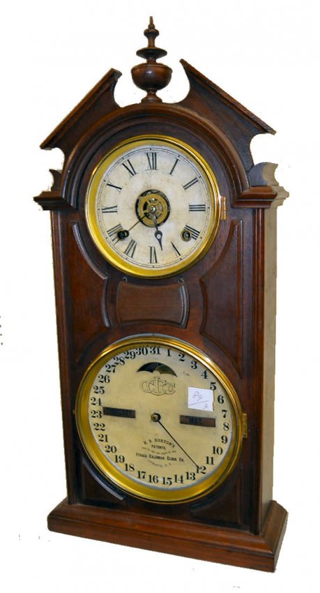 Ithaca Double Dial T&amp;S ÒShelf LibraryÓ Clock — Antique Clocks Price Guide