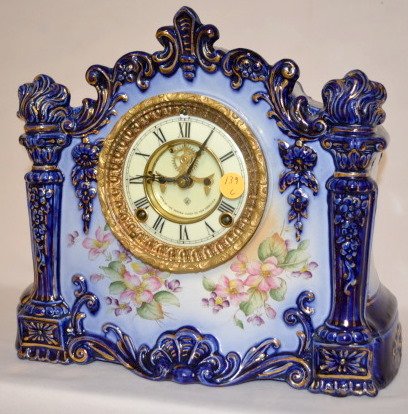 Ansonia Register Cobalt Blue China Clock — Antique Clocks Price Guide
