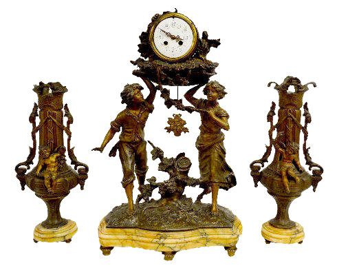 L &amp; F Moreau Marble Garniture Set — Antique Clocks Price Guide