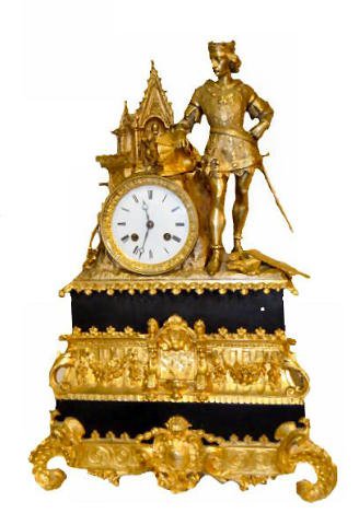 French T&amp;S Knight with Sword Statue Clock — Antique Clocks Price Guide