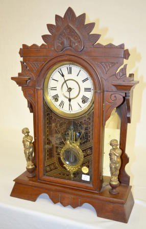 Kroeber Walnut Mirror Side Parlor Clock — Antique Clocks Price Guide