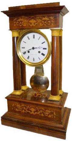 Large French Inlay on T&amp;S Portico Clock — Antique Clocks Price Guide
