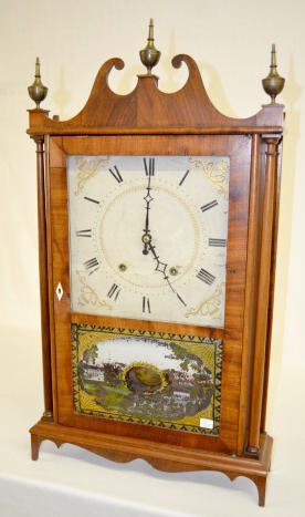 Eli Terry Pillar &amp; Scroll Clock w/Wood Works — Antique Clocks Price Guide