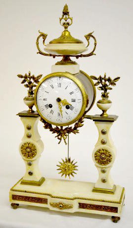 Ornate French Marble &amp; Brass Antique Shelf Clock — Antique Clocks Price Guide