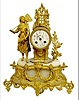 French Brass and Marble Statue Clock